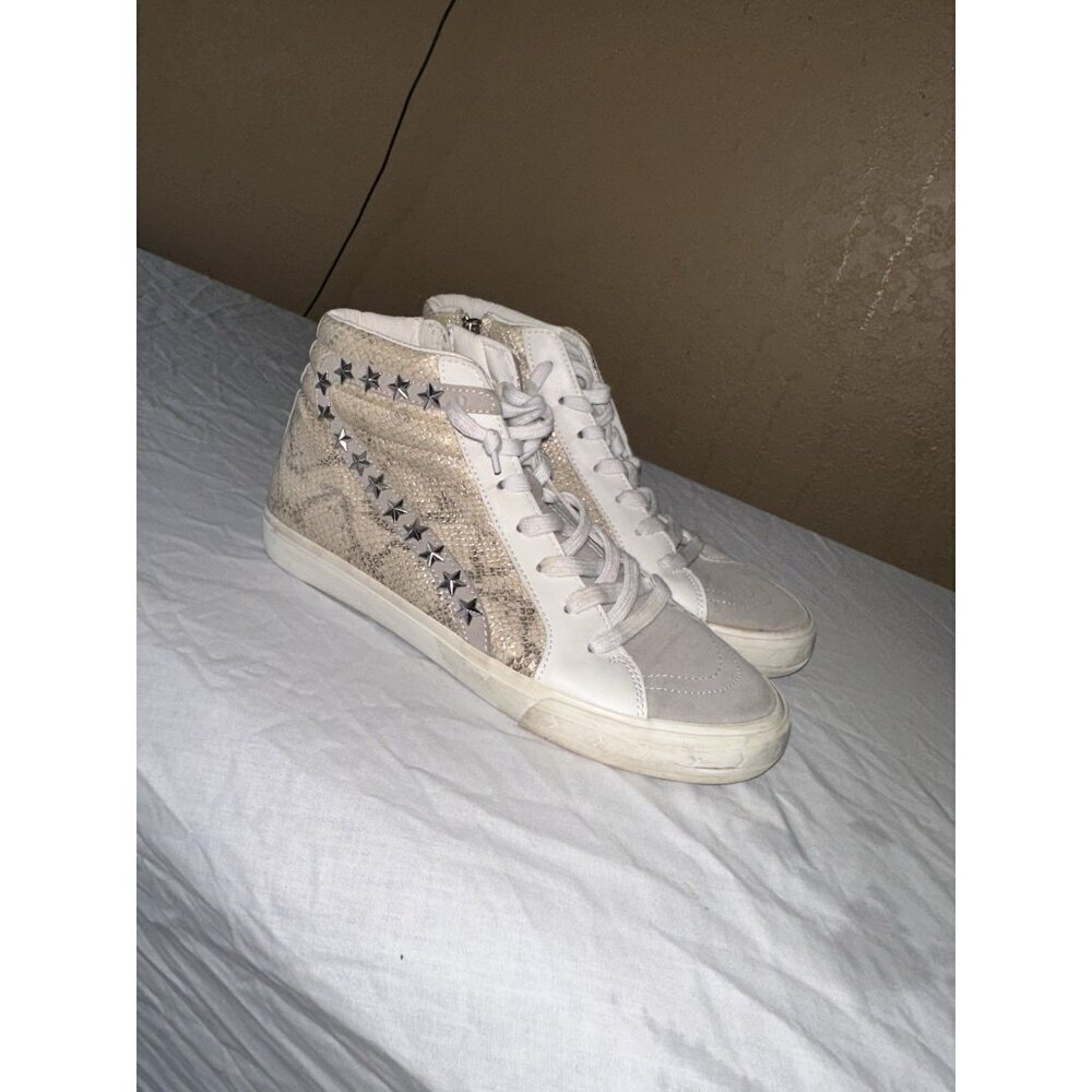 Vintage Havana Sneakers Sz 10 Scarlett Gold Snakeskin Star Leather High Tops